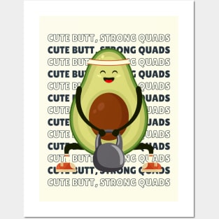 Cute kawaii avocado doing squats Posters and Art